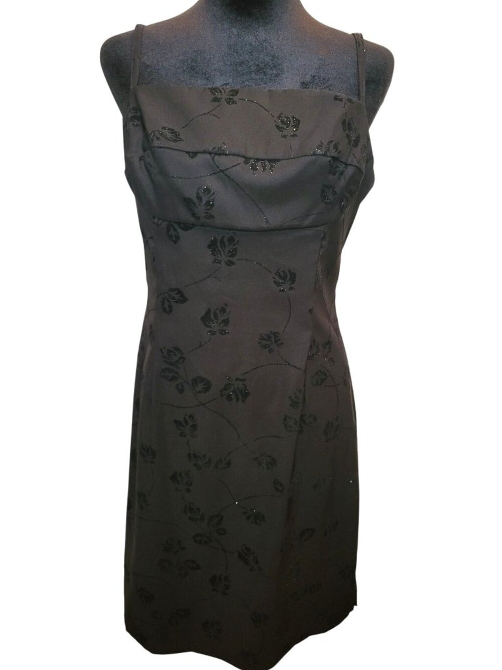La Belle Vintage Y2K Black Velvet Flocked Dress 9 Whimsygoth Party Homecoming